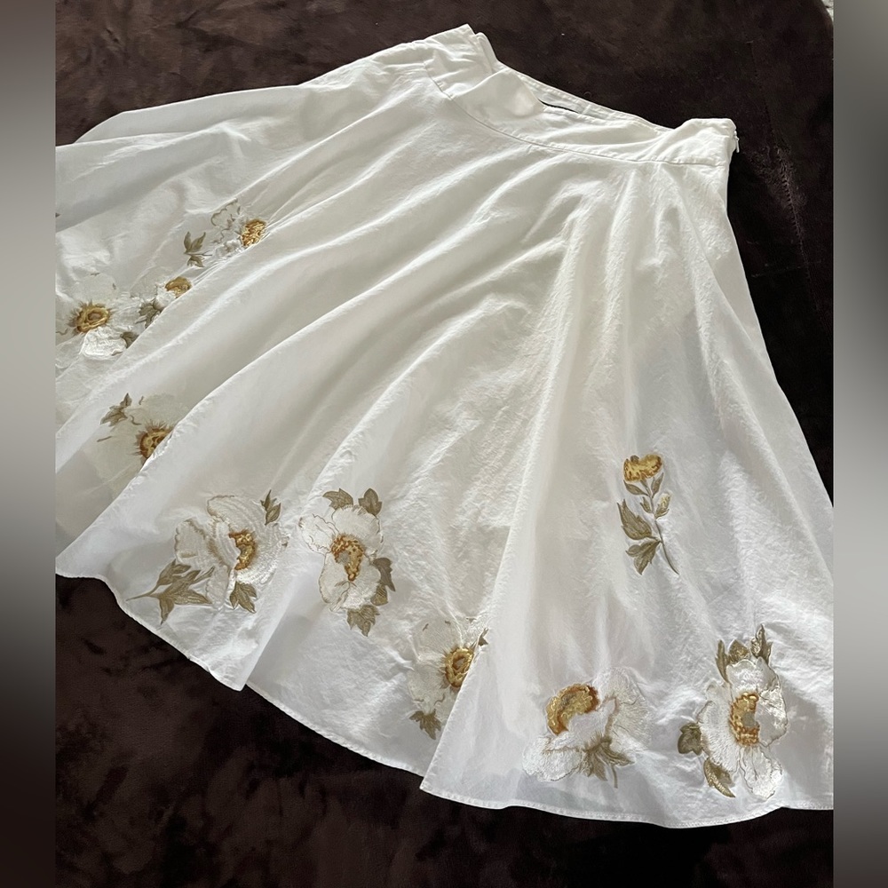 Issa & co. Cotton Embroidered Skirt 10 - Picture 2 of 12